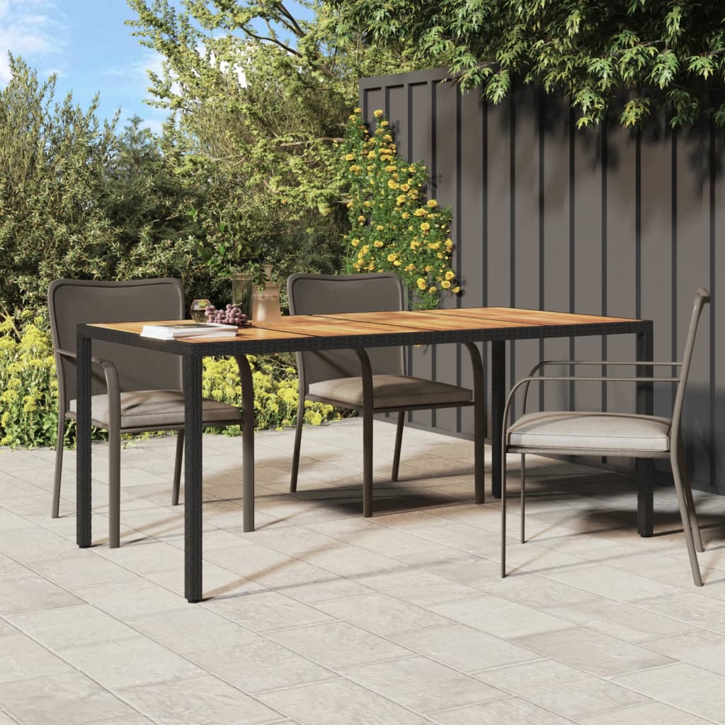 Mesa De Jardín Madera Acacia Ratán Sintético