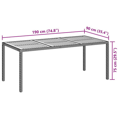 Mesa De Jardín Madera Acacia Ratán Sintético