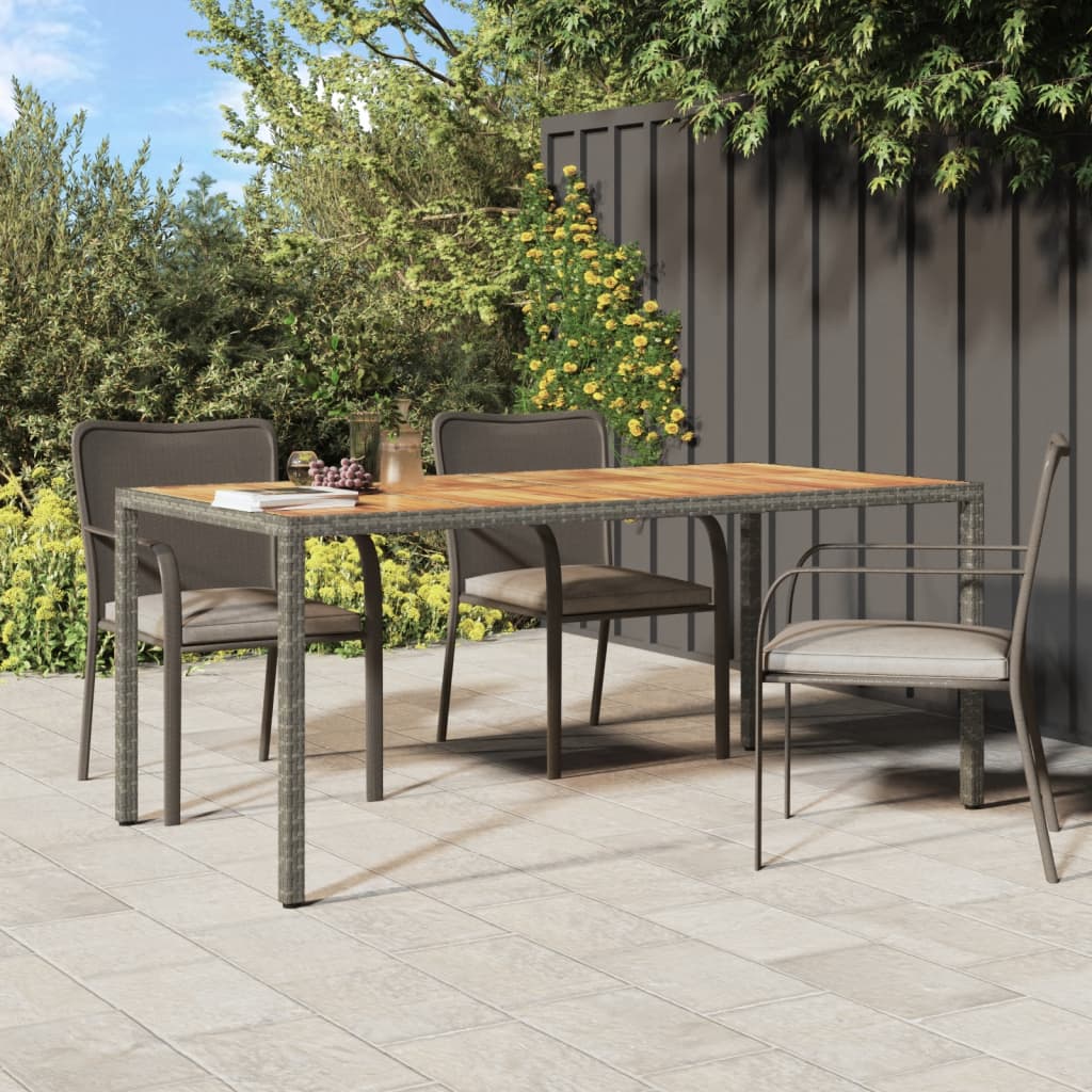 Mesa De Jardín Madera Acacia Ratán Sintético