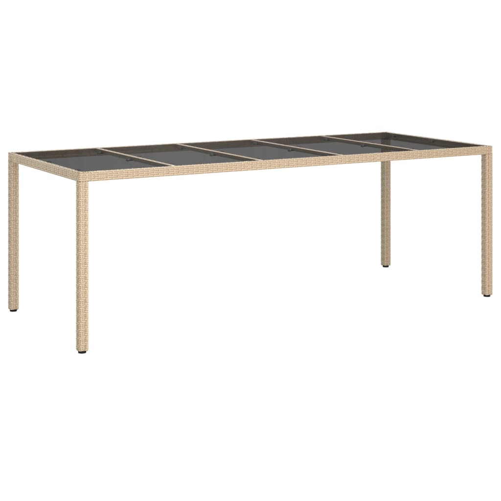 Mesa De Jardín De Vidrio Templado Ratán Pe 250X100X75 Cm