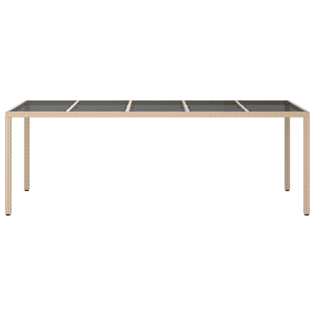 Mesa De Jardín De Vidrio Templado Ratán Pe 250X100X75 Cm