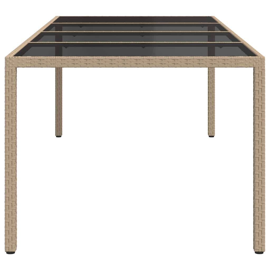 Mesa De Jardín De Vidrio Templado Ratán Pe 250X100X75 Cm
