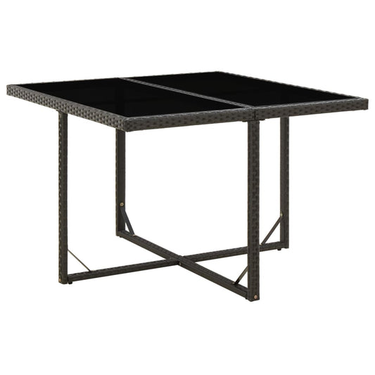 Mesa De Jardín Ratán Sintético Y Vidrio Negra 109X107X74 Cm