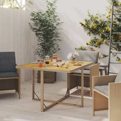 Mesa De Jardín Ratán Sintético Madera Acacia 109X107X74Cm