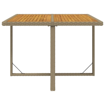 Mesa De Jardín Ratán Sintético Madera Acacia 109X107X74Cm