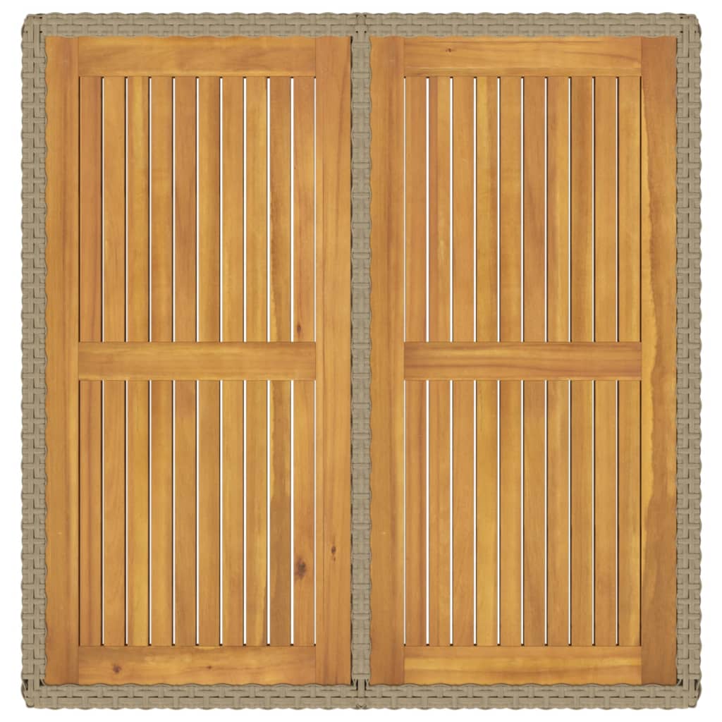 Mesa De Jardín Ratán Sintético Madera Acacia 109X107X74Cm
