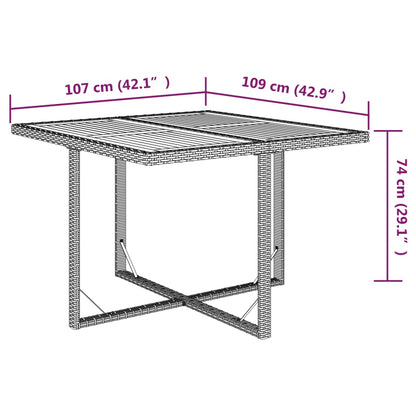 Mesa De Jardín Ratán Sintético Madera Acacia 109X107X74Cm