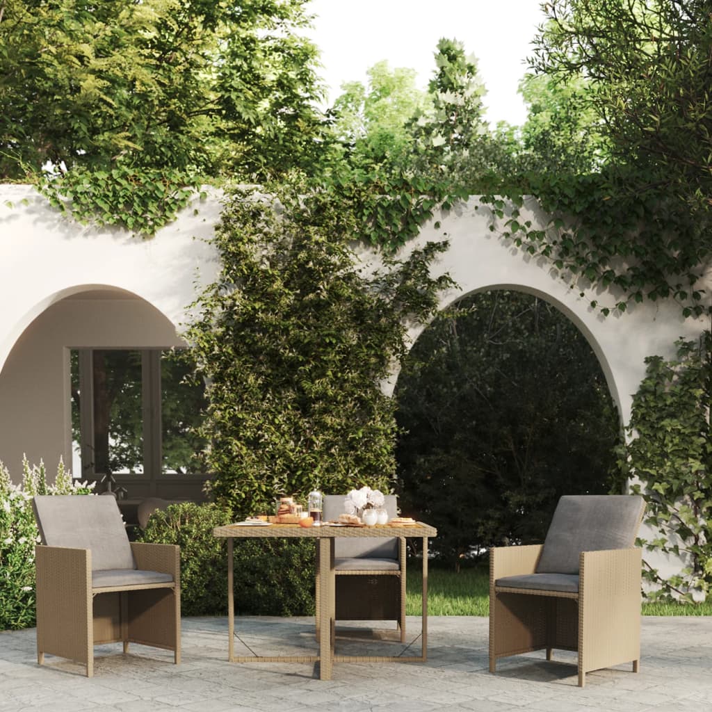 Mesa De Jardín Ratán Sintético Madera Acacia 109X107X74Cm