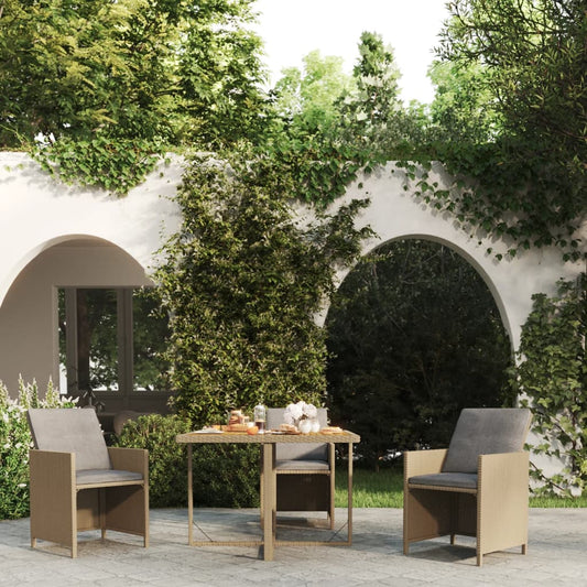 Mesa De Jardín Ratán Sintético Madera Acacia 109X107X74Cm
