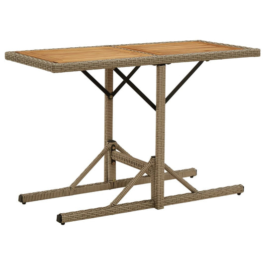 Mesa De Jardín Madera Maciza De Acacia Y Ratán Sintético Beige
