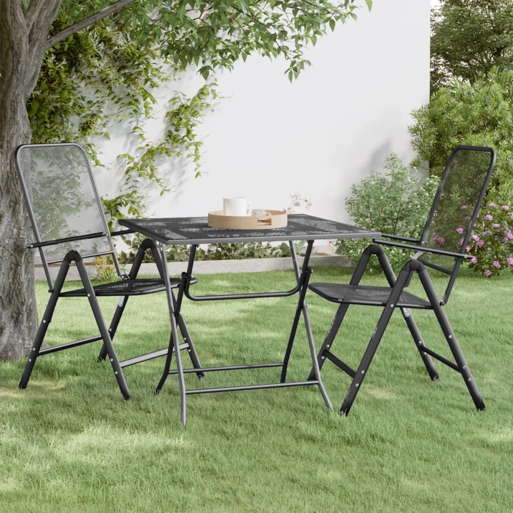 Mesa De Jardín Malla Metálica Expandida Antracita