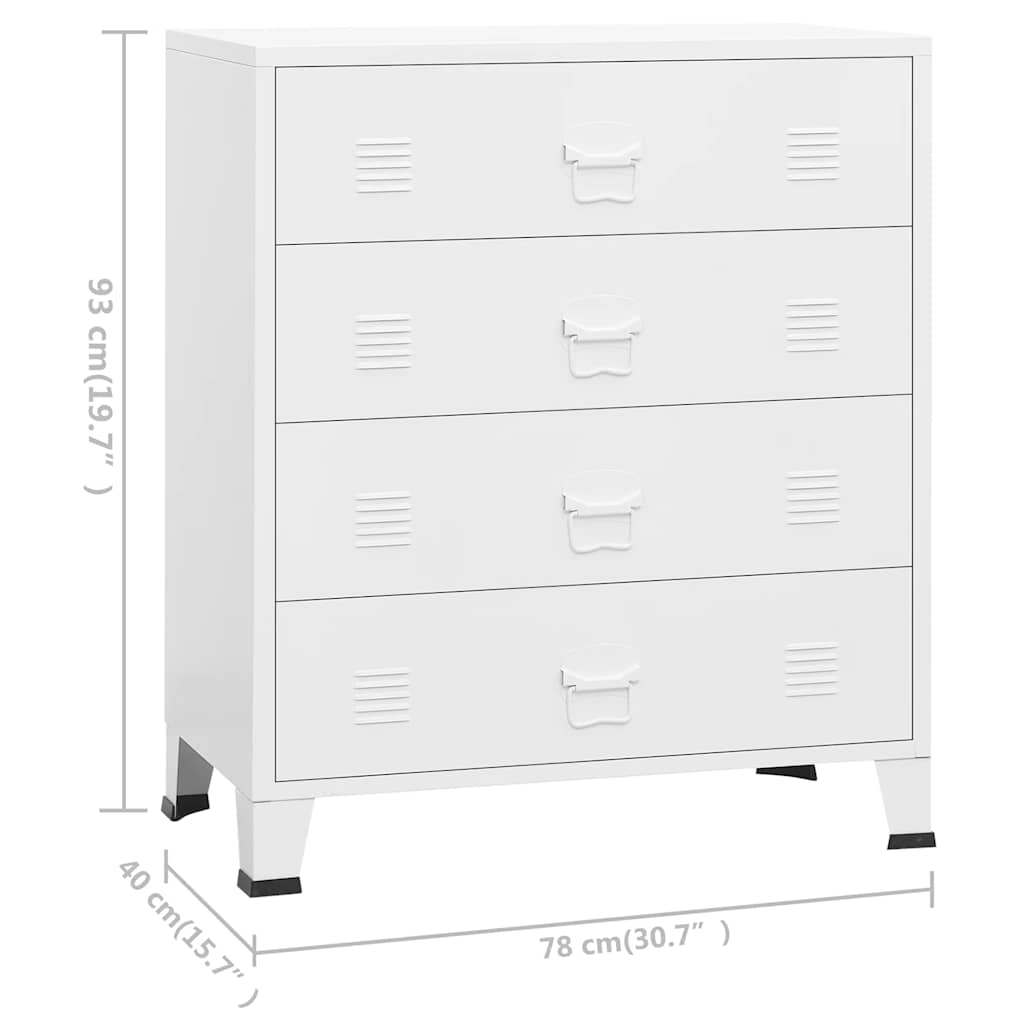 Cajoner Industrial De Metal Blanca 78X40X93 Cm