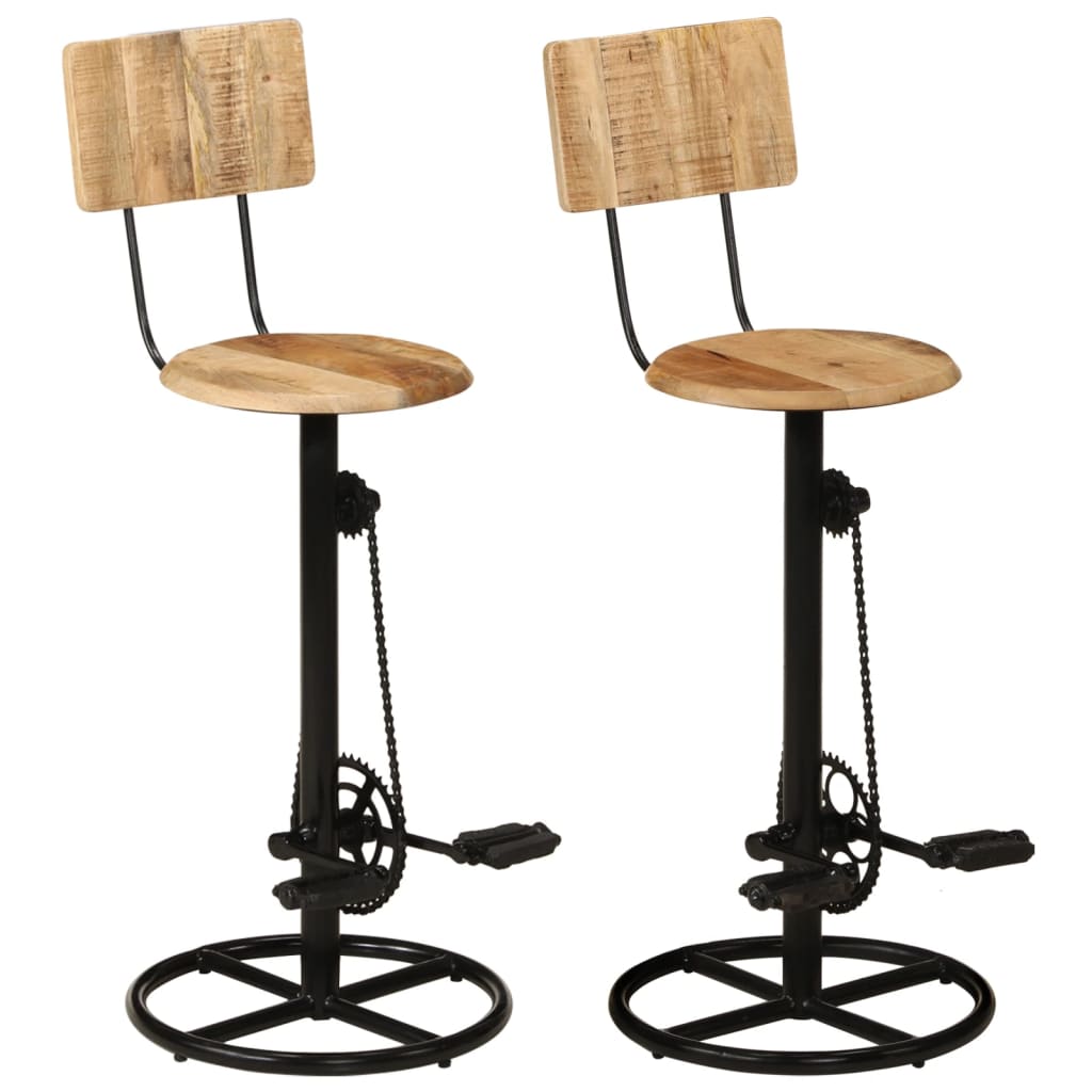 Taburetes De Barra De Cocina 2 Unidades Madera Maciza De Mango