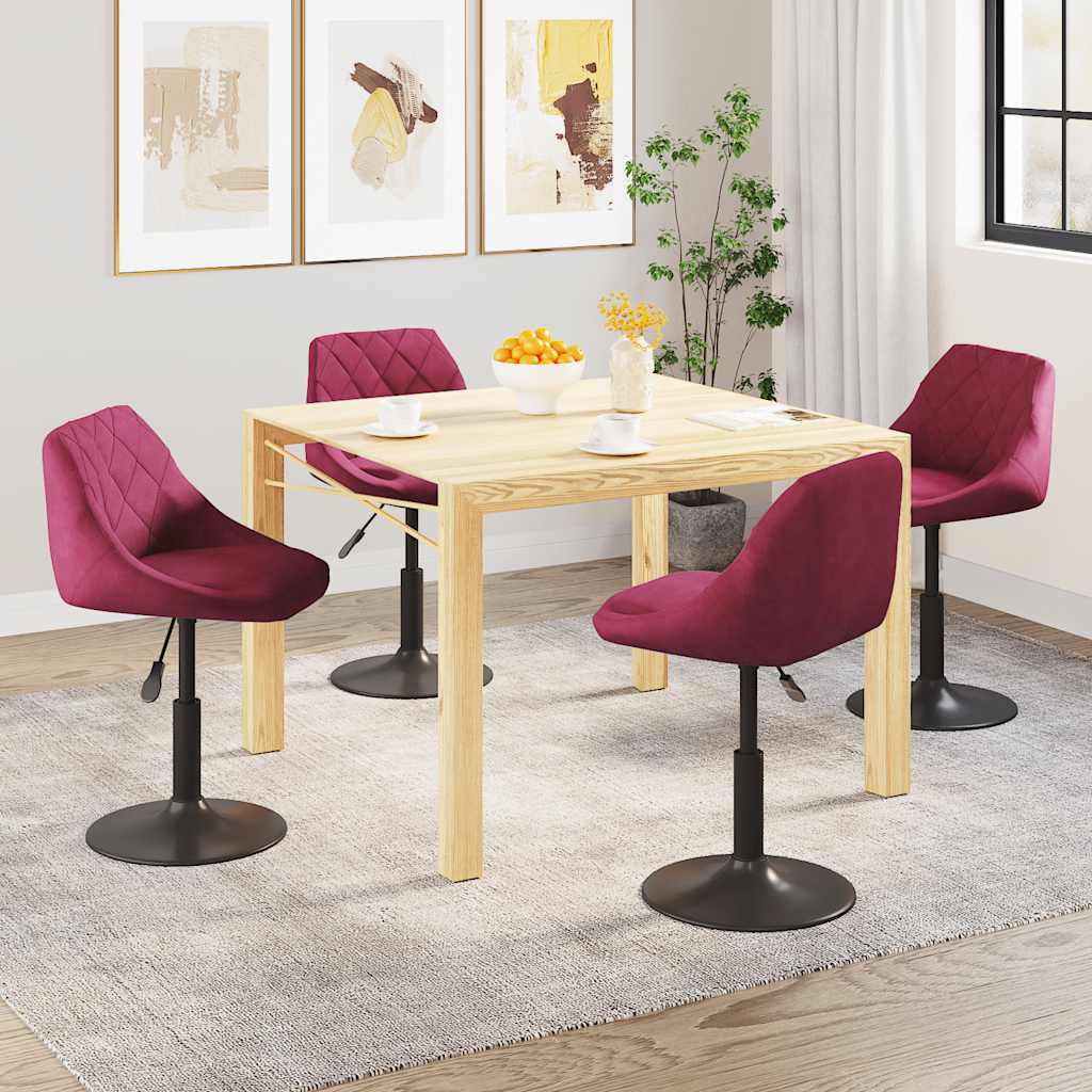 Sillas De Comedor Giratorias 4 Unidades Terciopelo Rojo Tinto