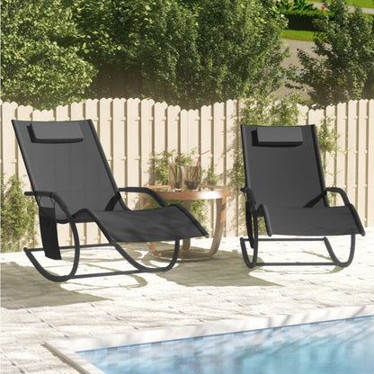 Tumbona Mecedora 2 Unidades De Acero Y Textilene