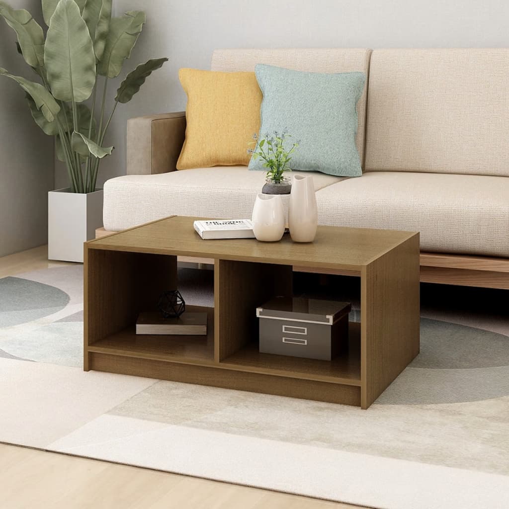 Mesa De Centro Madera Maciza Pino 75X50X33,5 Cm