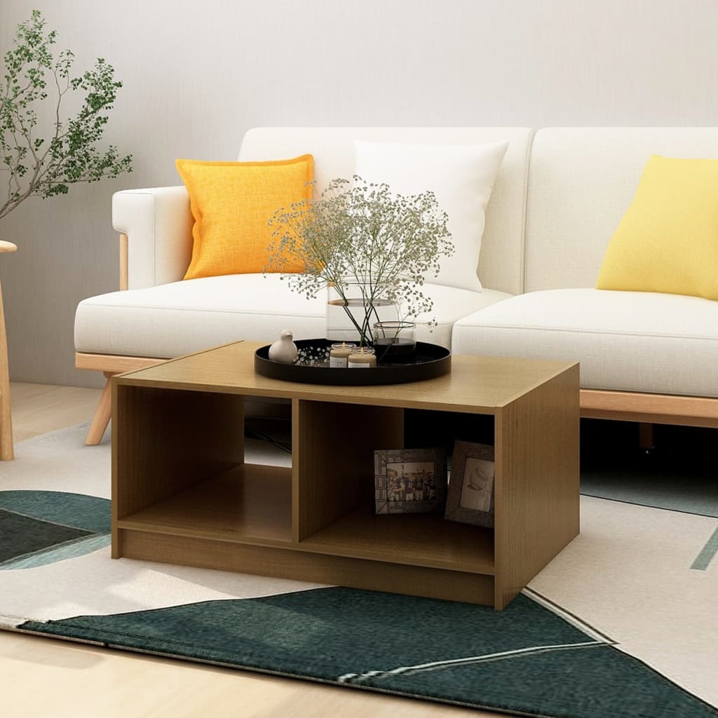 Mesa De Centro Madera Maciza Pino 75X50X33,5 Cm