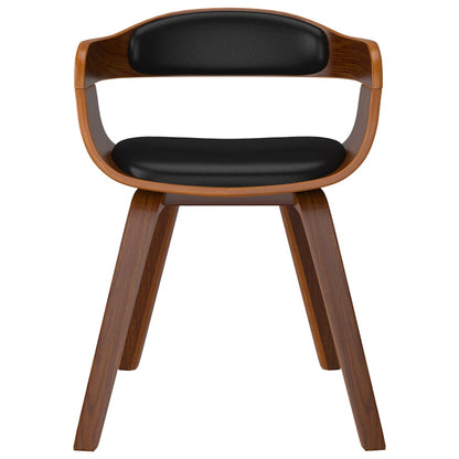 Silla De Comedor De Cuero Sintético Y Madera Curvada Negro