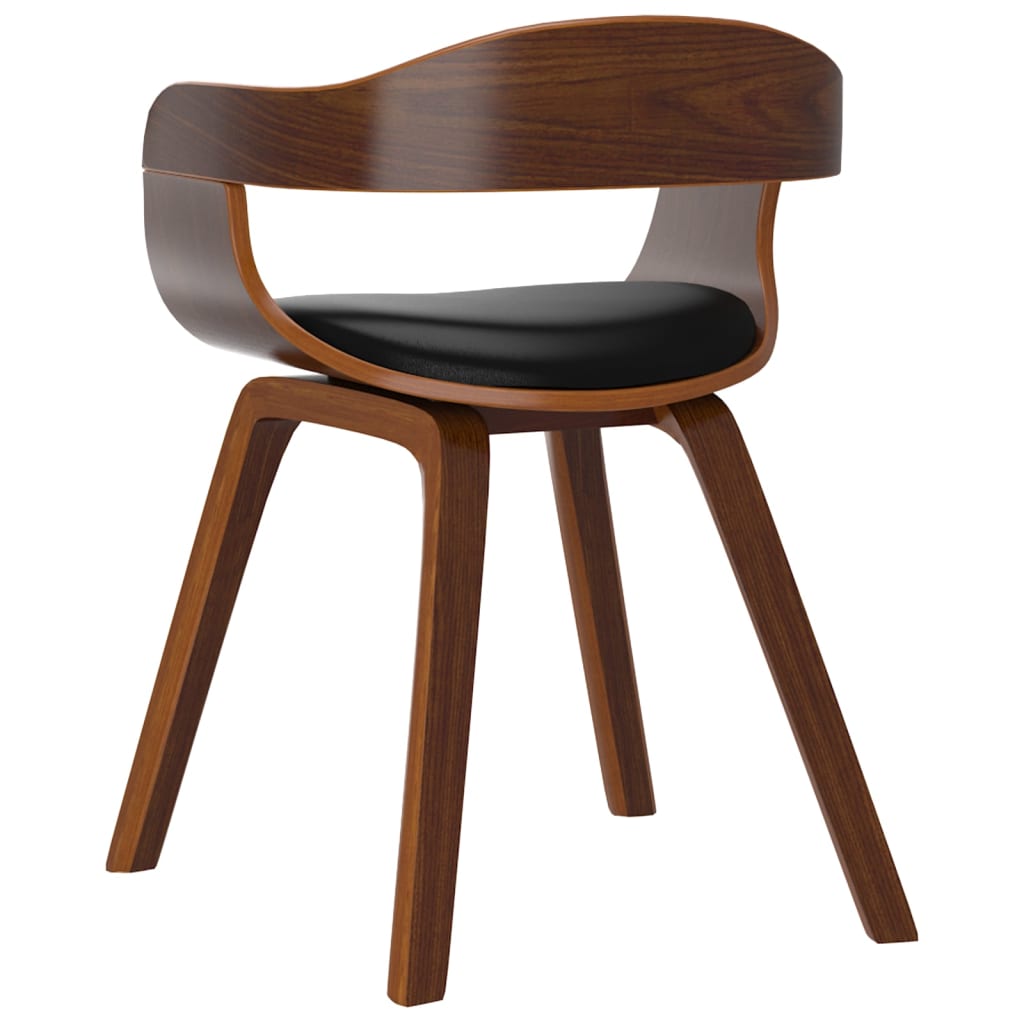 Silla De Comedor De Cuero Sintético Y Madera Curvada Negro