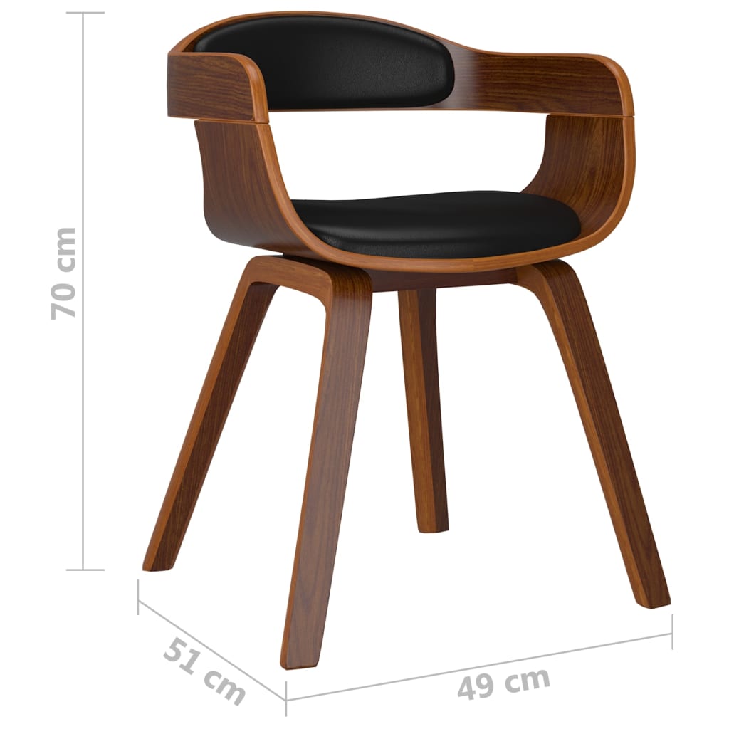 Silla De Comedor De Cuero Sintético Y Madera Curvada Negro