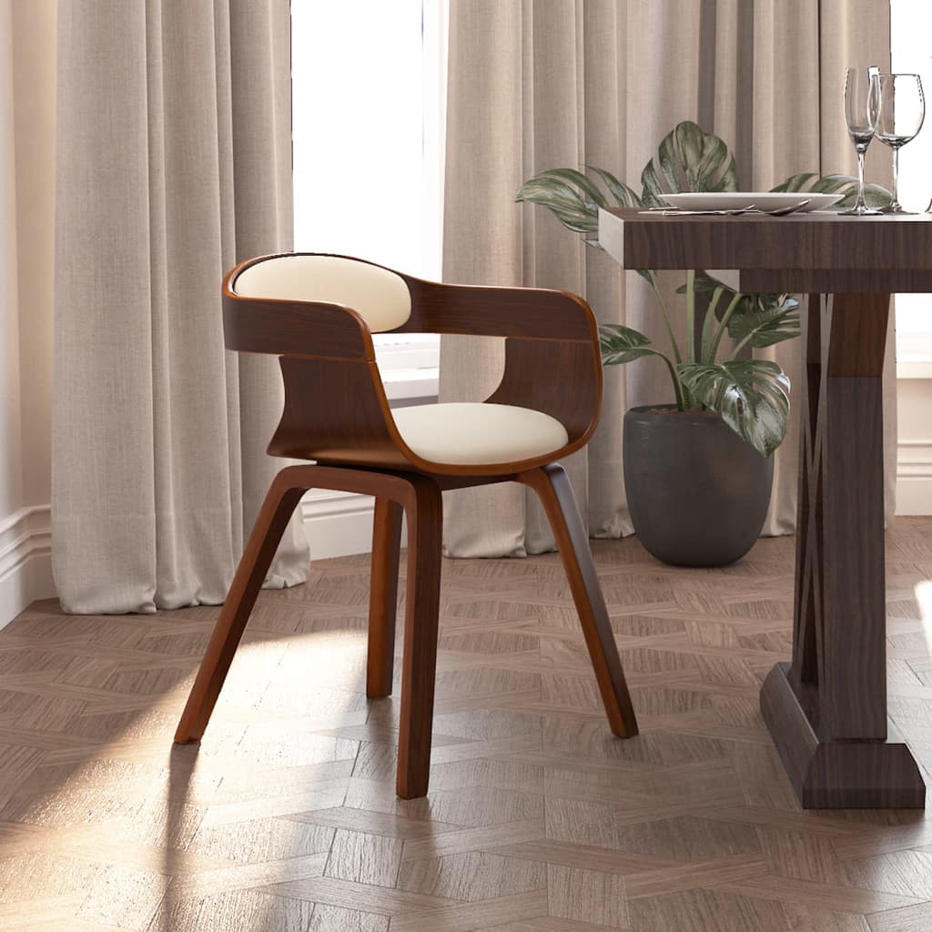 Silla De Comedor De Cuero Sintético Y Madera Curvada Negro