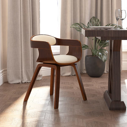 Silla De Comedor De Cuero Sintético Y Madera Curvada Negro