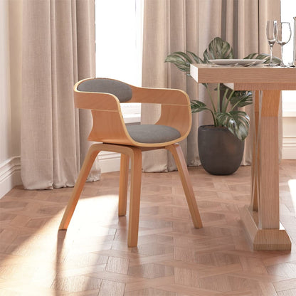 Sillas De Comedor 2 Uds Madera Curvada Y Tela Gris Taupe