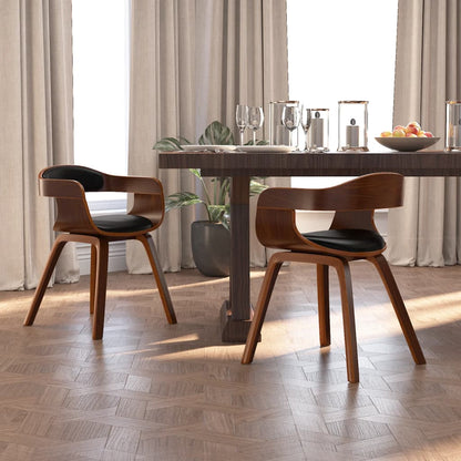Silla De Comedor De Cuero Sintético Y Madera Curvada Negro