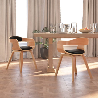 Silla De Comedor De Cuero Sintético Y Madera Curvada Negro