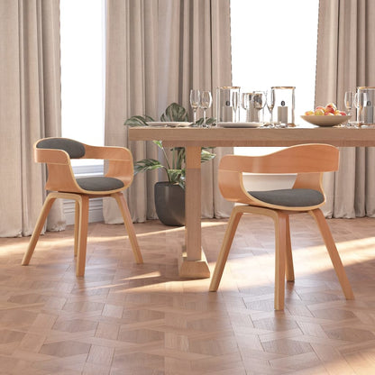 Sillas De Comedor 2 Uds Madera Curvada Y Tela Gris Taupe