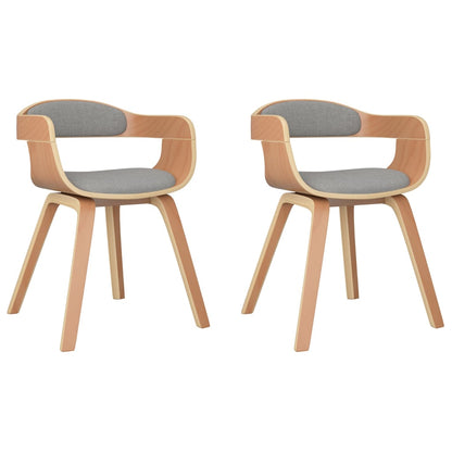 Sillas De Comedor 2 Uds Madera Curvada Y Tela Gris Taupe