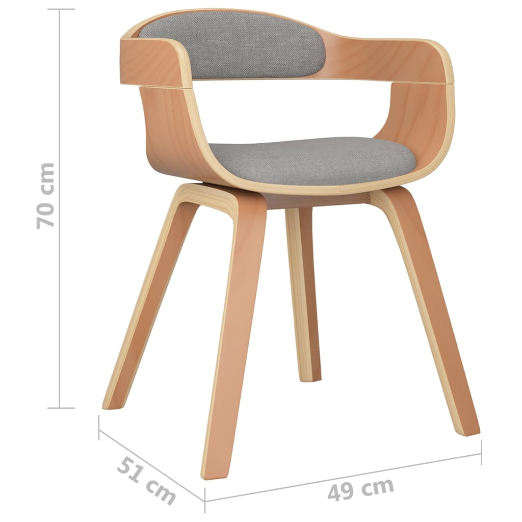 Sillas De Comedor 2 Uds Madera Curvada Y Tela Gris Taupe