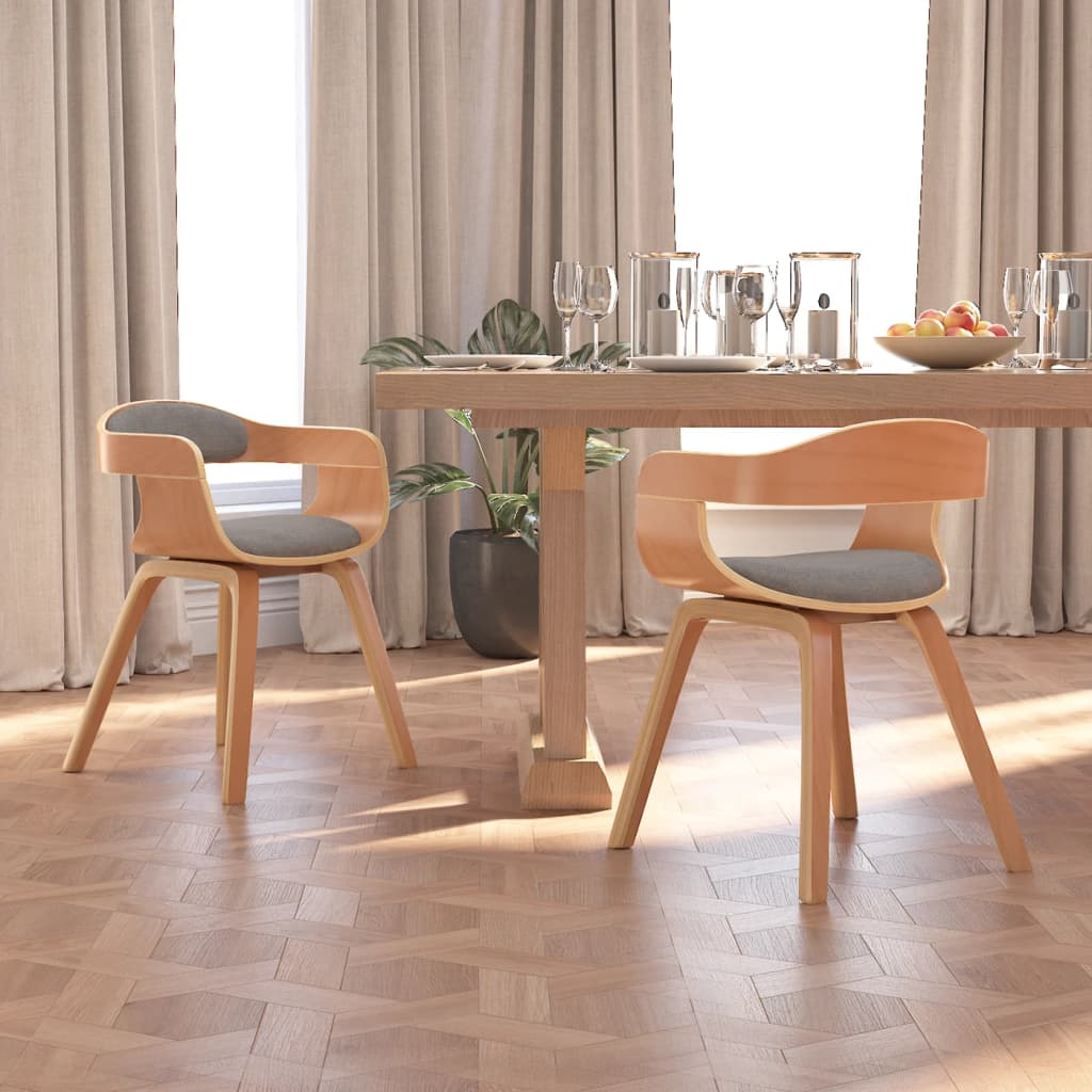 Sillas De Comedor 2 Uds Madera Curvada Y Tela Gris Taupe