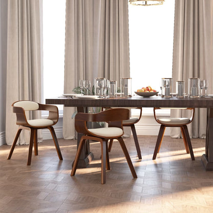 Silla De Comedor De Cuero Sintético Y Madera Curvada Negro