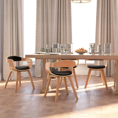 Silla De Comedor De Cuero Sintético Y Madera Curvada Negro