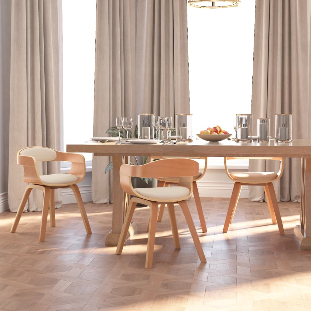 Silla De Comedor De Cuero Sintético Y Madera Curvada Negro