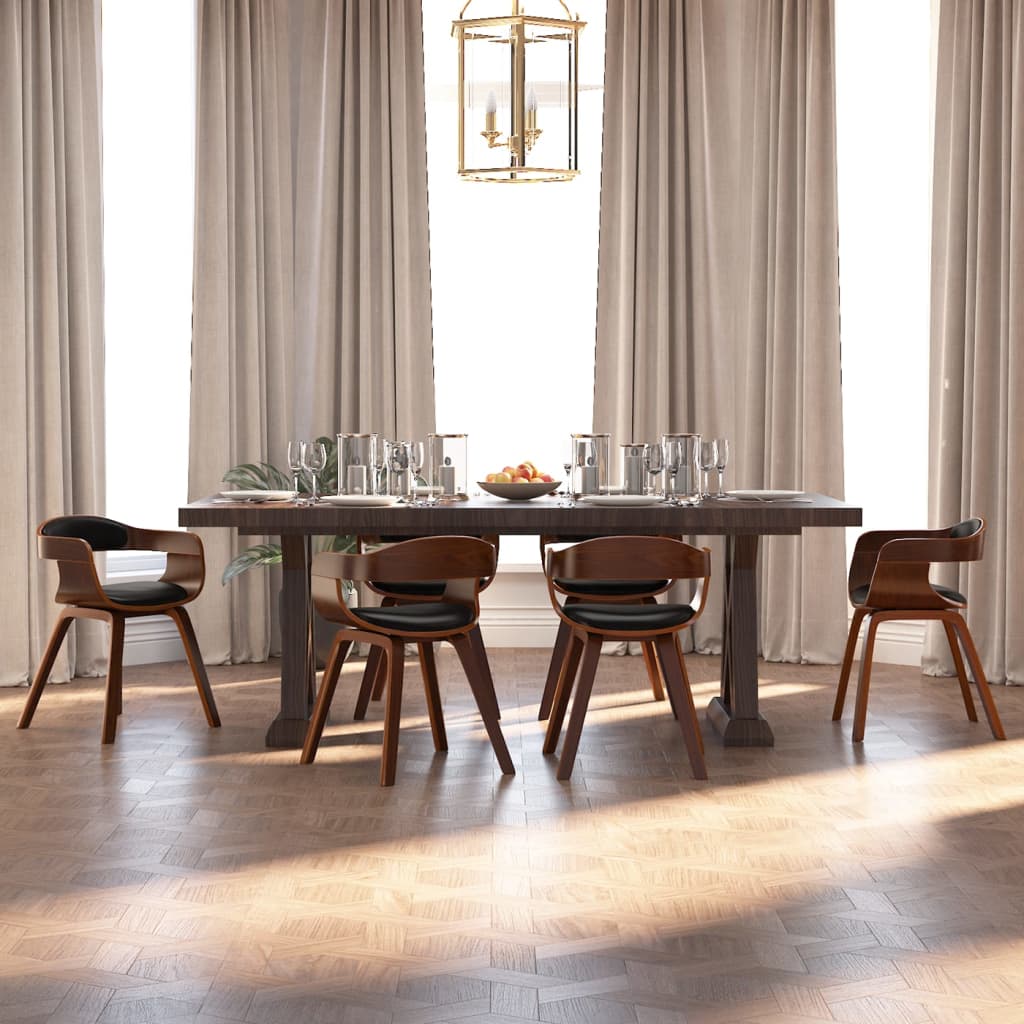 Silla De Comedor De Cuero Sintético Y Madera Curvada Negro