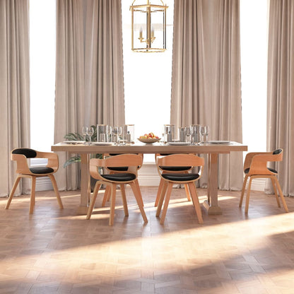 Silla De Comedor De Cuero Sintético Y Madera Curvada Negro