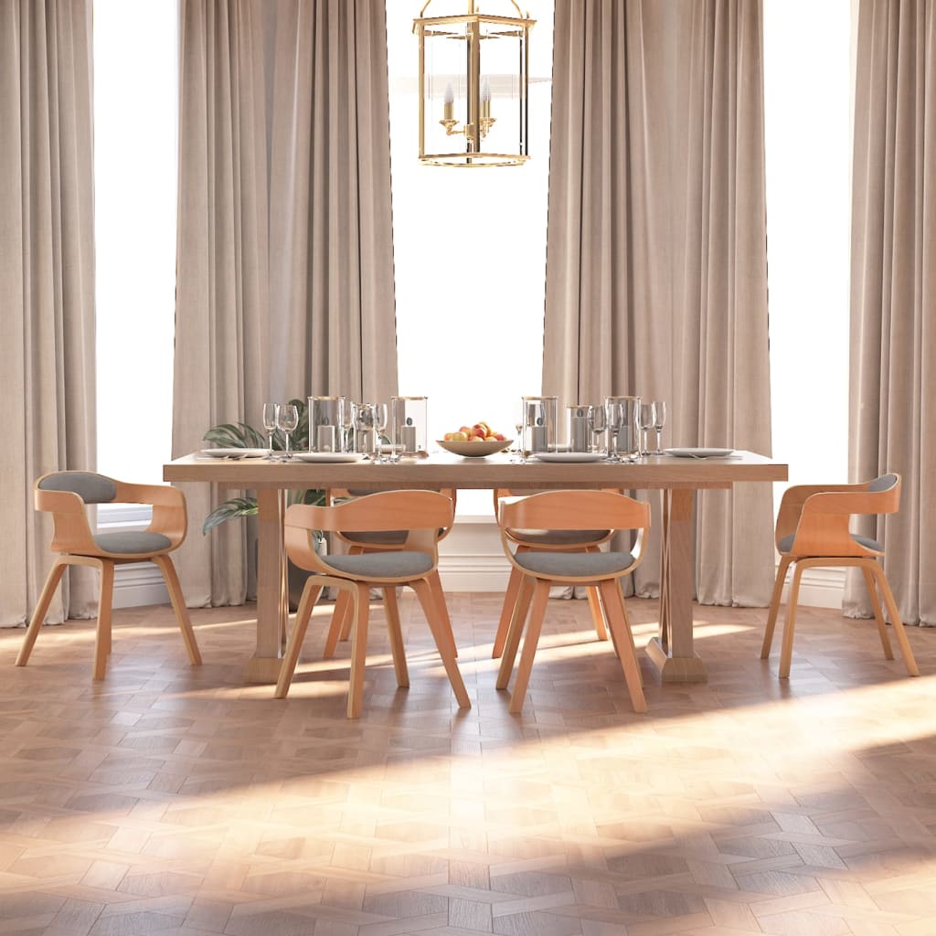 Sillas De Comedor 2 Uds Madera Curvada Y Tela Gris Taupe