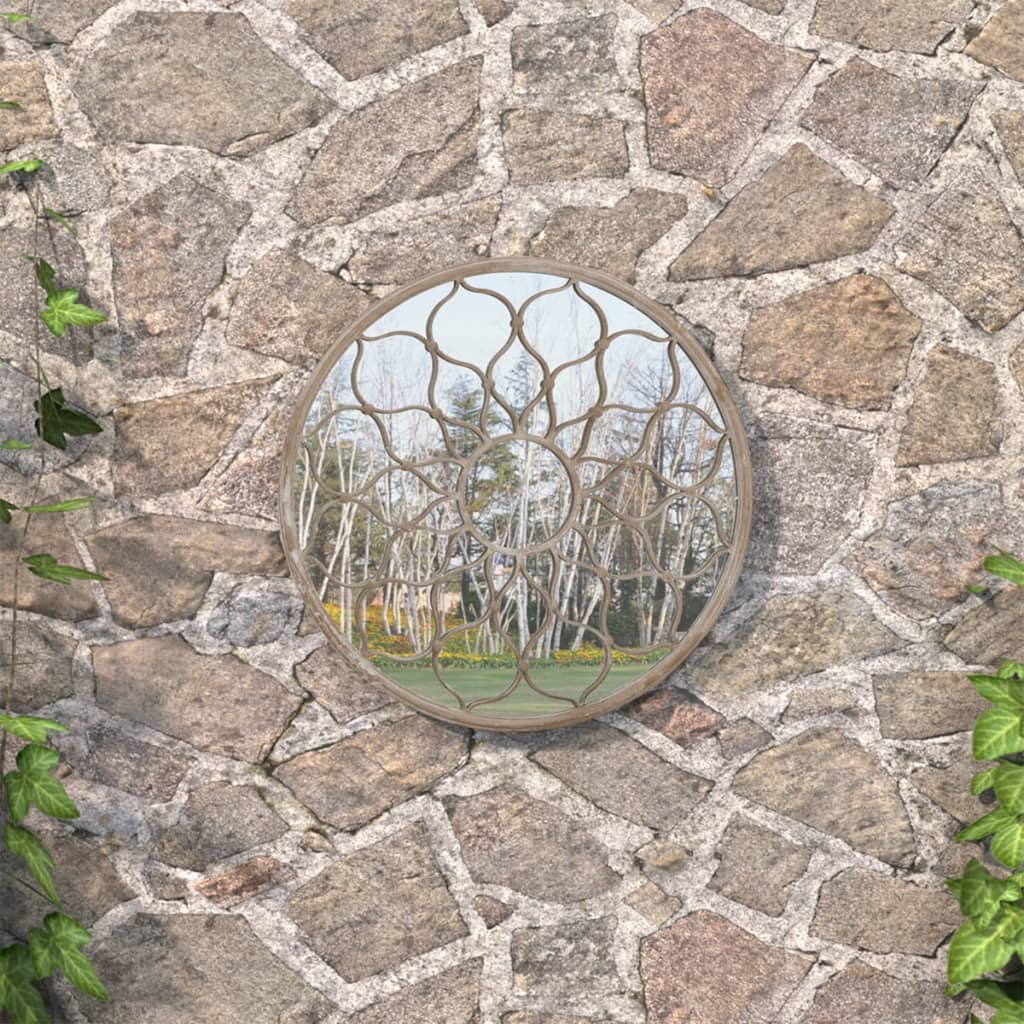 Espejo De Jardín Redondo Hierro Uso Exterior