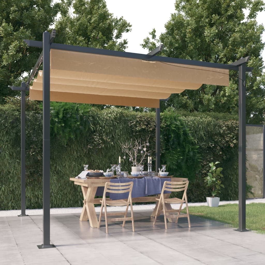 Cenador De Jardín Con Techo Retráctil Color 4X3 M