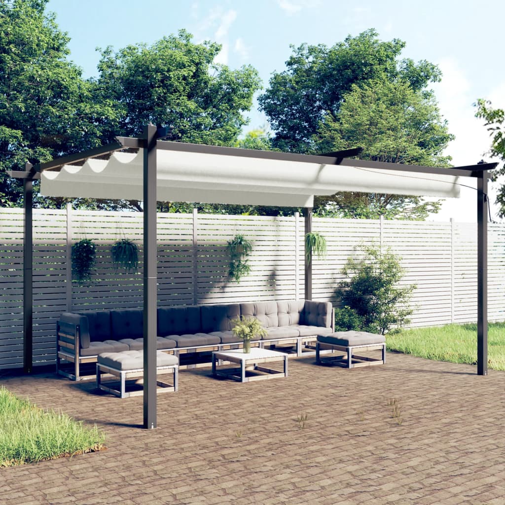 Cenador De Jardín Con Techo Retráctil Color 4X3 M