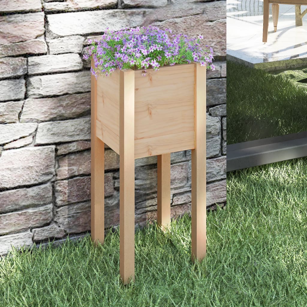 Jardineras 2 Uds Madera Maciza De Pino 31X31X70 Cm