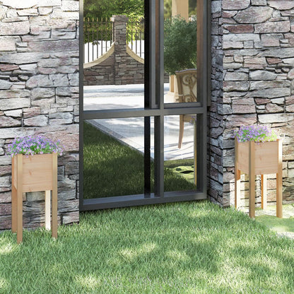 Jardineras 2 Uds Madera Maciza De Pino 31X31X70 Cm