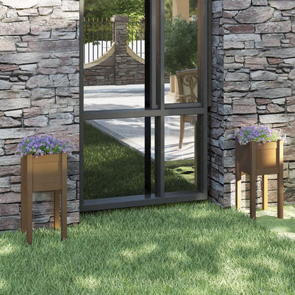 Jardineras 2 Uds Madera Maciza De Pino 31X31X70 Cm