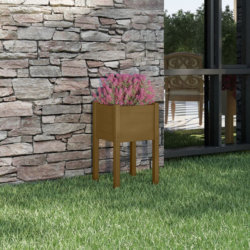 Jardineras 2 Unidades Madera Maciza De Pino 40X40X70 Cm