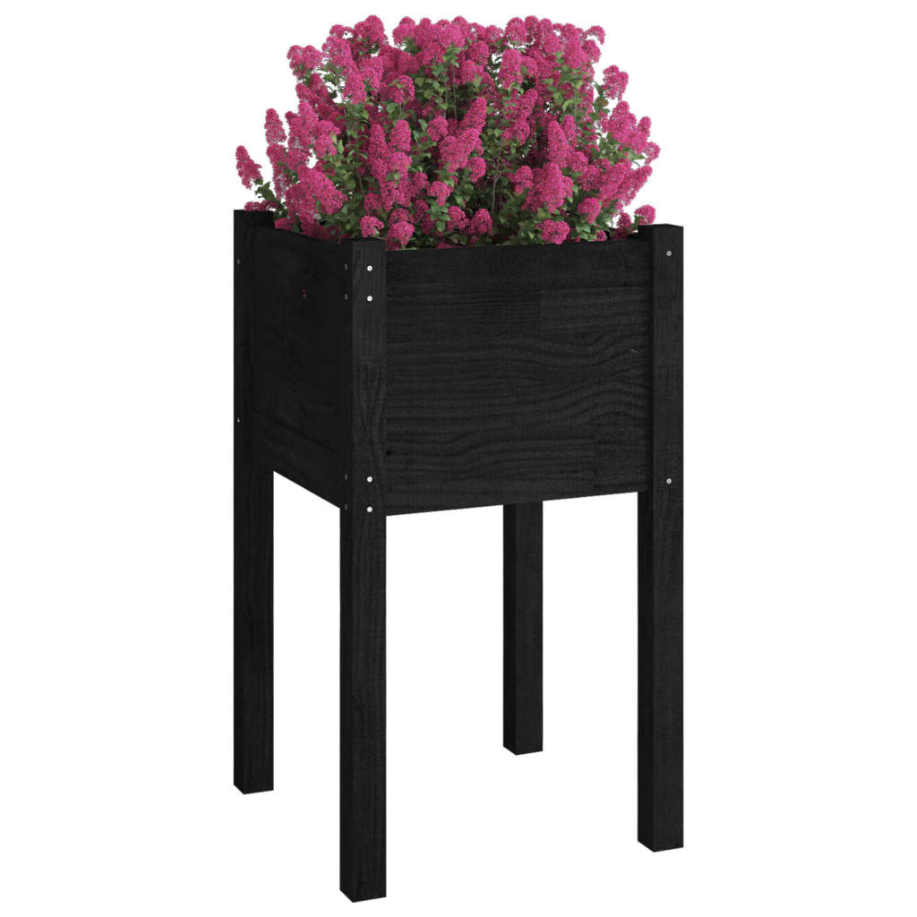 Jardineras 2 Unidades Madera Maciza De Pino 40X40X70 Cm