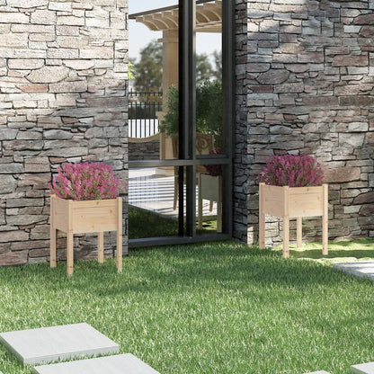 Jardineras 2 Uds Madera Maciza De Pino 50X50X70 Cm