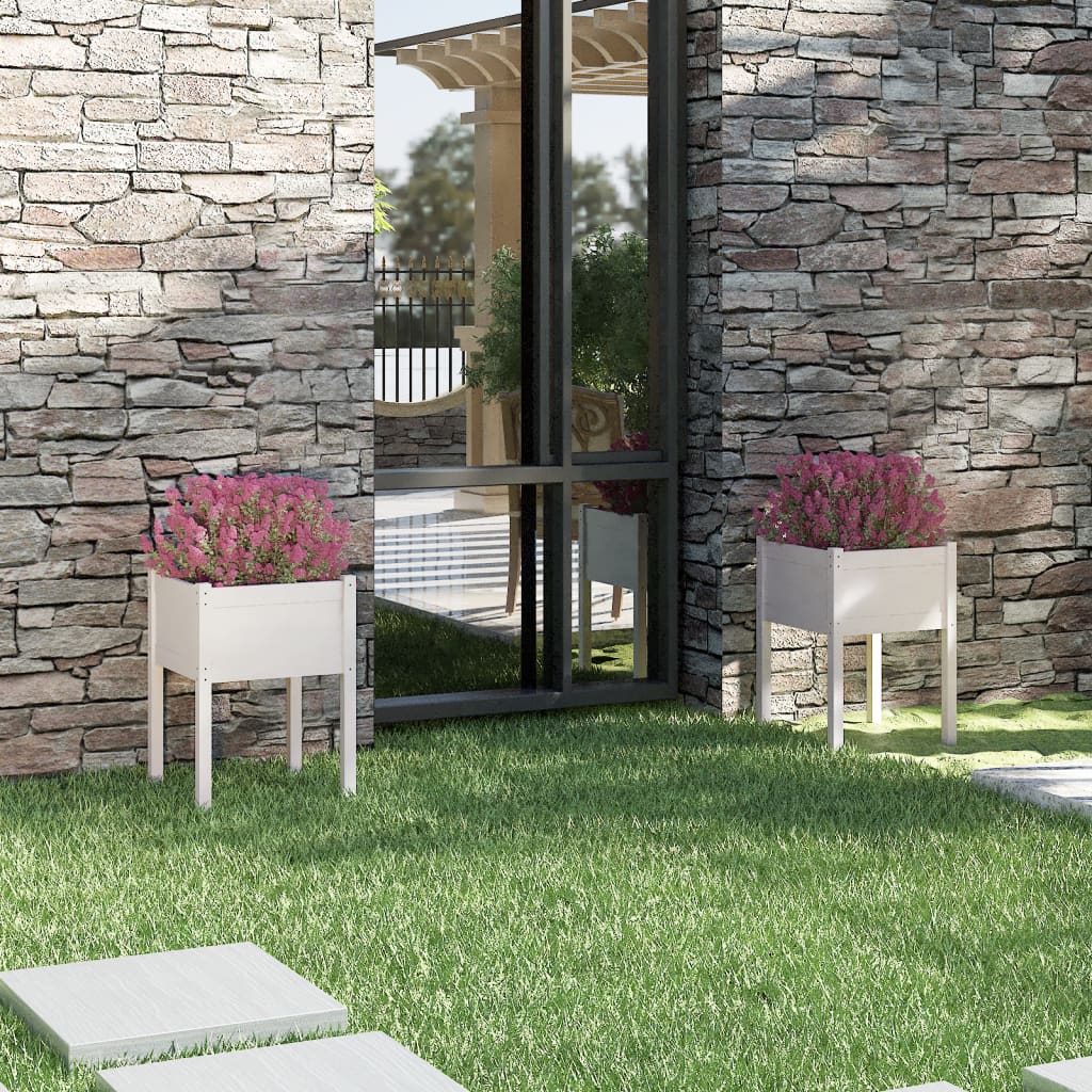 Jardineras 2 Uds Madera Maciza De Pino 50X50X70 Cm