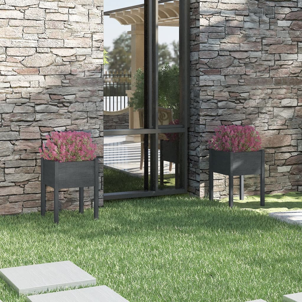 Jardineras 2 Uds Madera Maciza De Pino 50X50X70 Cm